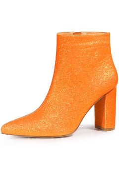 GLITTER POINTED TOE ANKLE BOOTS