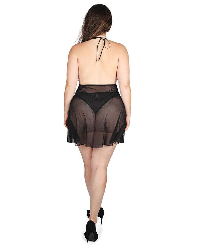 Women's Clarisse Floral Lace Sheer Babydoll Chemise Set, , alternate image number null