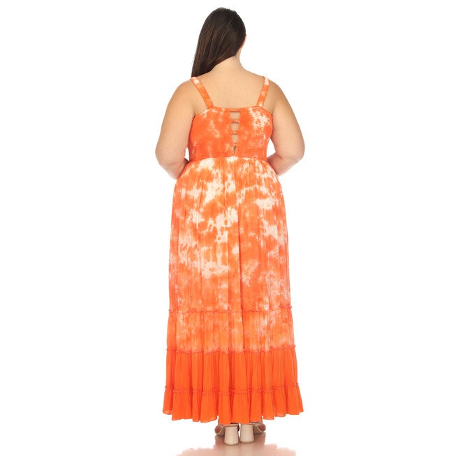 Smocked Ruffle Maxi Dress, Orange / Orange, alternate image number null