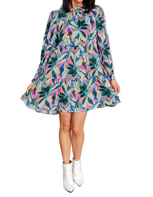 THRILL OF IT ALL FLORAL DRESS, Green / Light Green, hi-res image number 0