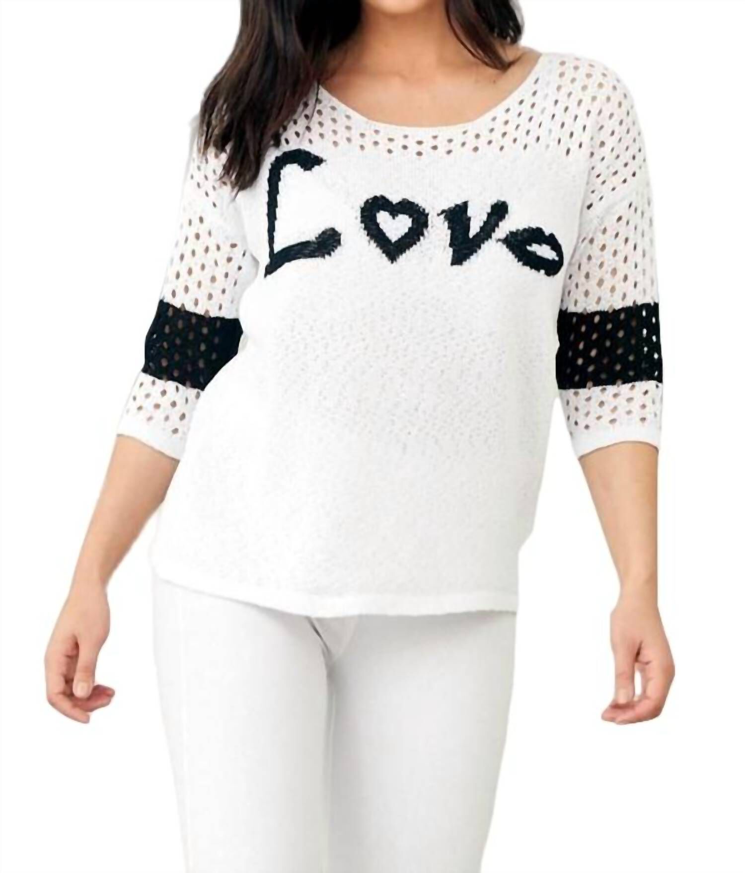 CROCHET LOVE CREW IN WHITE, White / White, hi-res image number 0