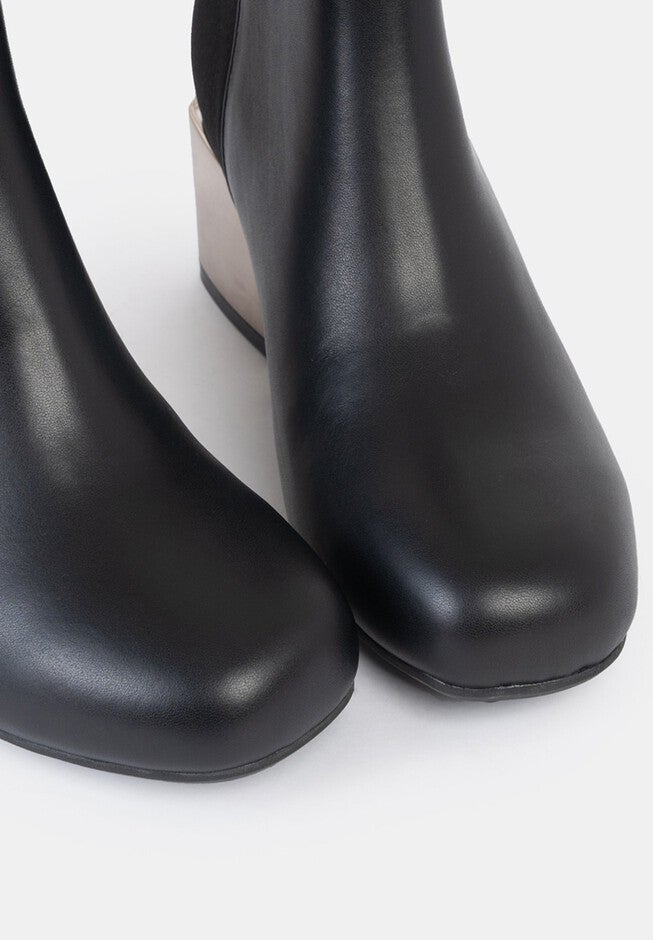 Jackie Half Stretch Silver Heel Bootie, Black / Black, alternate image number 2