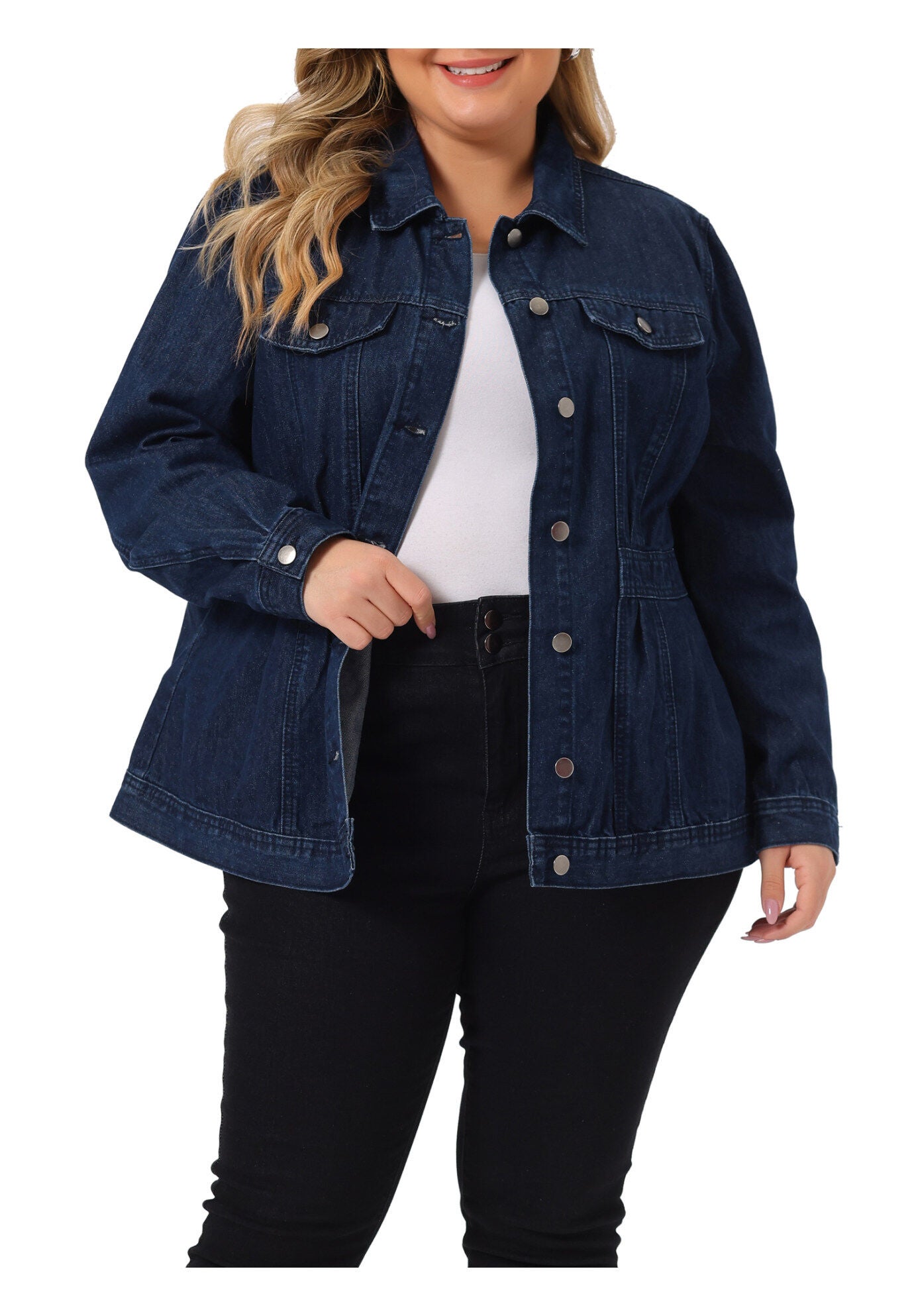CLASSIC WASHED FRONT JEAN DENIM JACKET, Black Blue / Navy, alternate image number 1