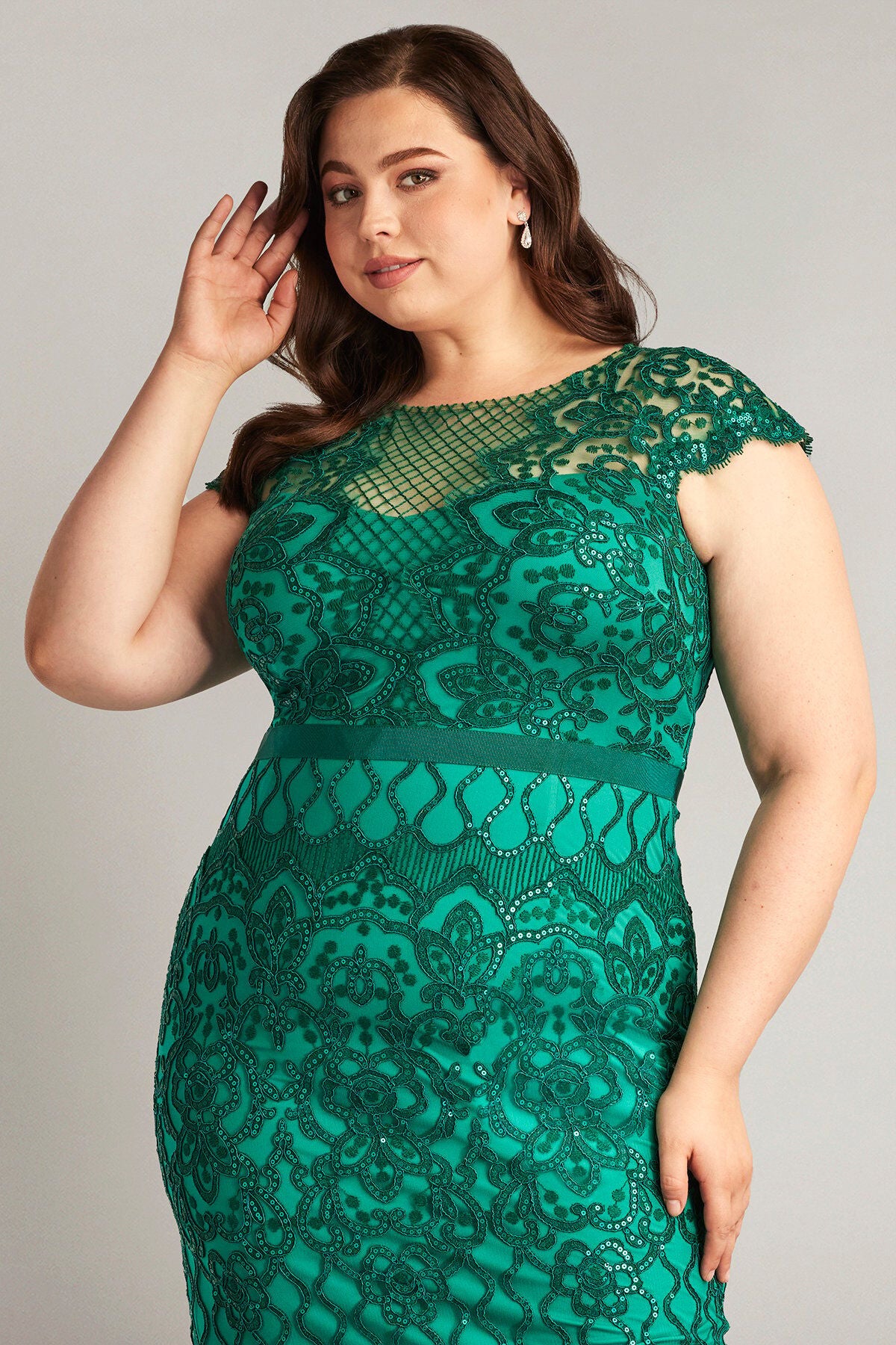 Miranda Sequin Embroidered Dress - PLUS SIZE, PINE / see-description, alternate image number 4