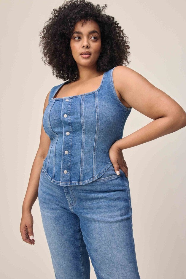 JNB PLUS - DENIM VEST | VARSITY BLUES, VARSITY BLUES / Dark Wash, alternate image number null