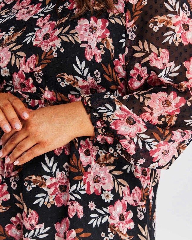 Woodland Floral Textured Mini Dress, Print / Pink, alternate image number null