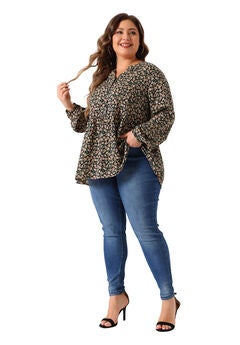 Elegant V Neck Floral Tops Chiffon Blouse