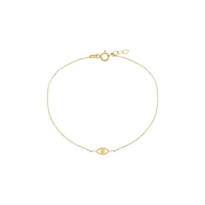 Mini Evil Eye Bracelet 14K Gold One Size, 14K Gold / Gold, hi-res image number 0