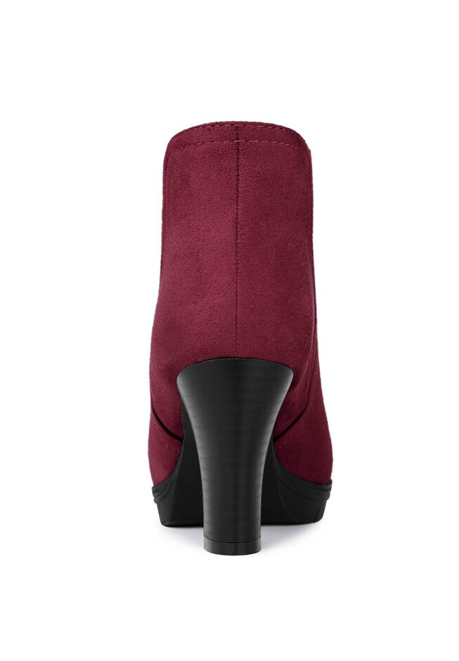 ROUND TOE CHELSEA ANKLE BOOTS, Burgundy / Burgundy, alternate image number 3