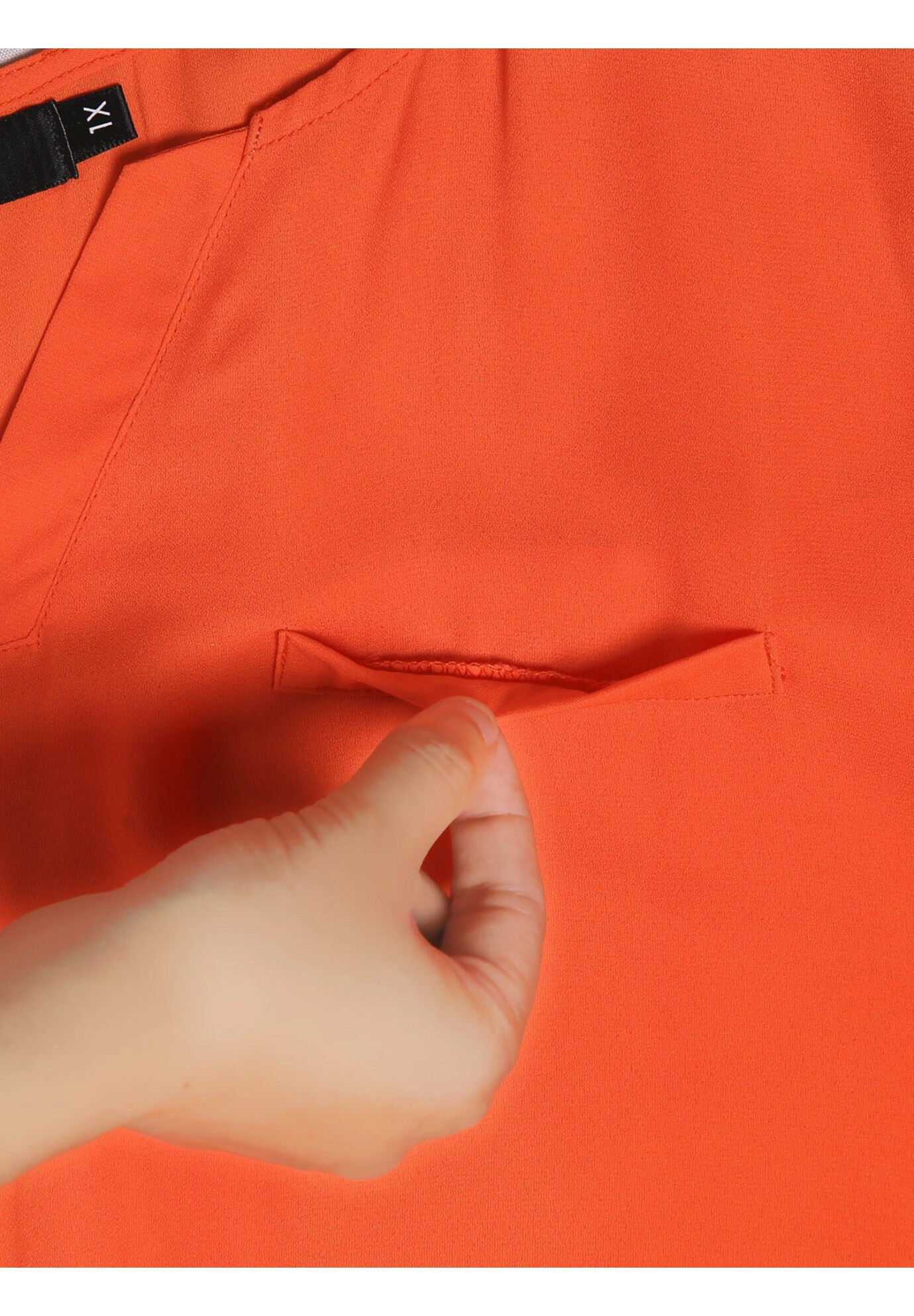 3/4 Sleeve Sheer Flowy Summer Split V Neck Blouse, Orange / Orange, alternate image number 1