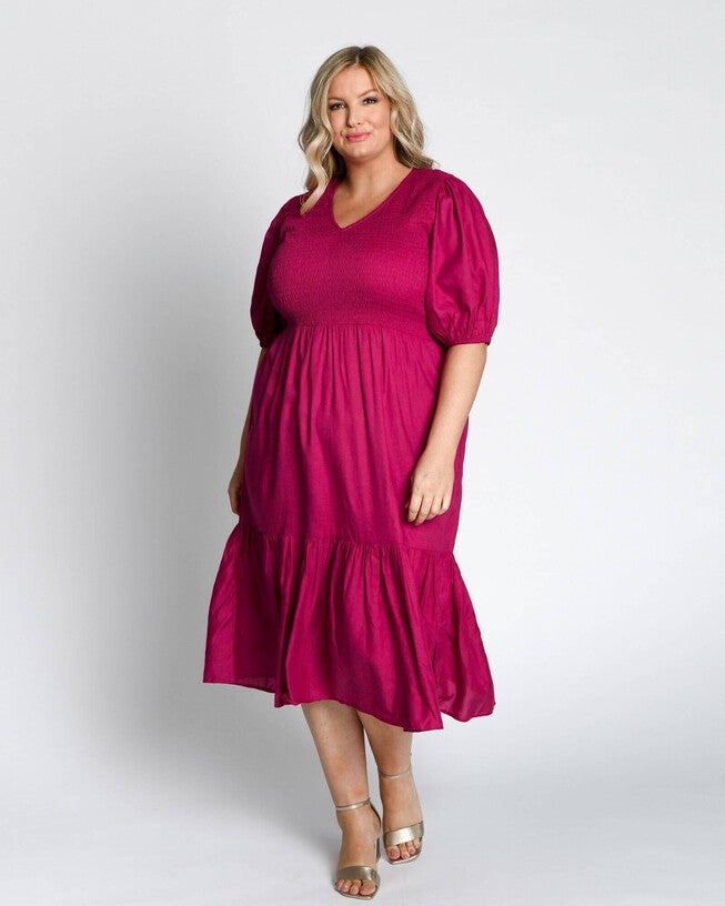 Mia Blouse Sleeve Dress, French Plum / Deep Fuchsia, alternate image number 3