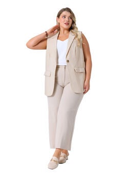 Linen Sleeveless Blazer Work Vest Jacket