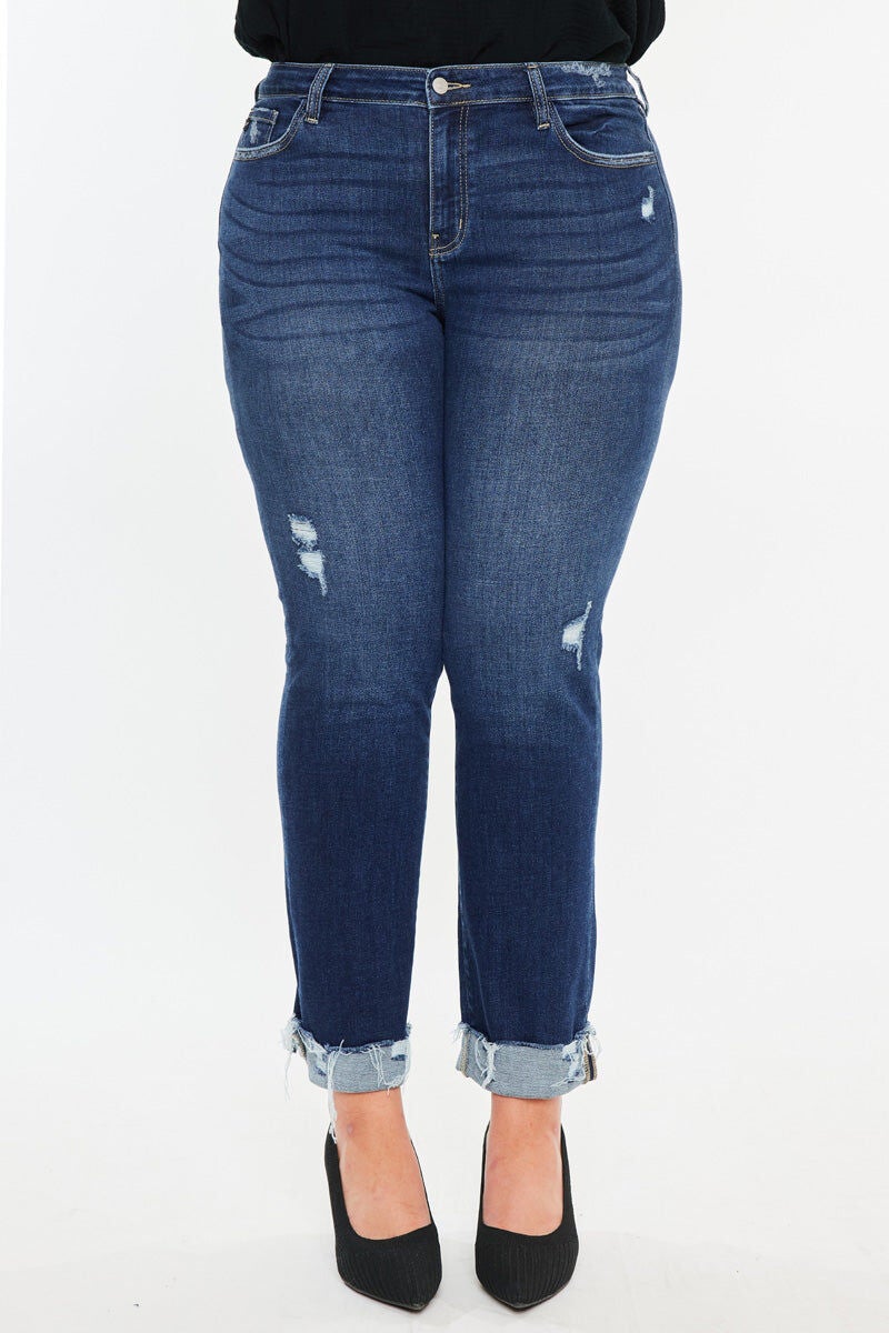 Emely Essentials Mid Rise Slim Straight Leg Jeans (Plus), Dark Wash / Dark Wash, alternate image number 6