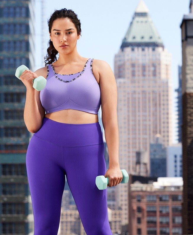 No-Bounce Camisole Sports Bra, Purple / Purple, alternate image number 2