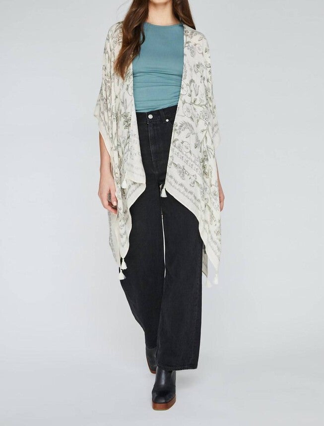 LEDGER KIMONO IN CREAM BOTANICAL, Cream Botanical / Cream, hi-res image number null
