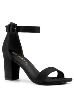 Open Toe Ankle Buckle Strap Block High Heel Sandals