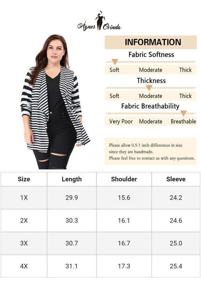 CASUAL STRIPED OPEN FRONT CARDIGAN, Black / Black, alternate image number null