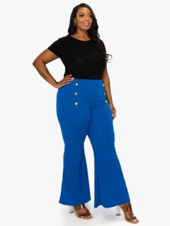 RUTH HIGH WAISTED FLARE PANTS, Classic Blue / Royal Blue, alternate image number 2