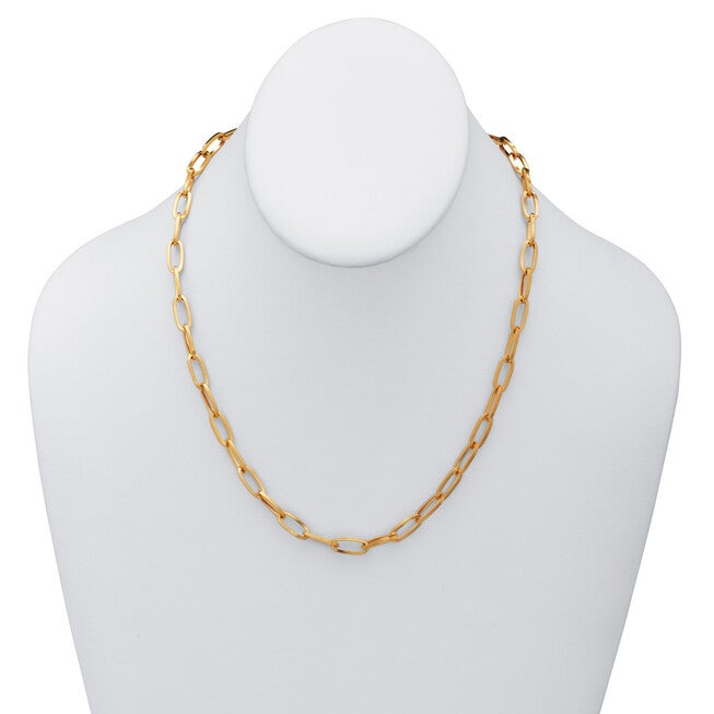 Gold Ion-Plated Stainless Steel Paperclip Necklace 18 Inch, Yellow / Yellow, alternate image number 2