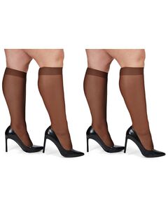 Silky Sheer Plus Size Curvy Knee High Stockings 2 Pack