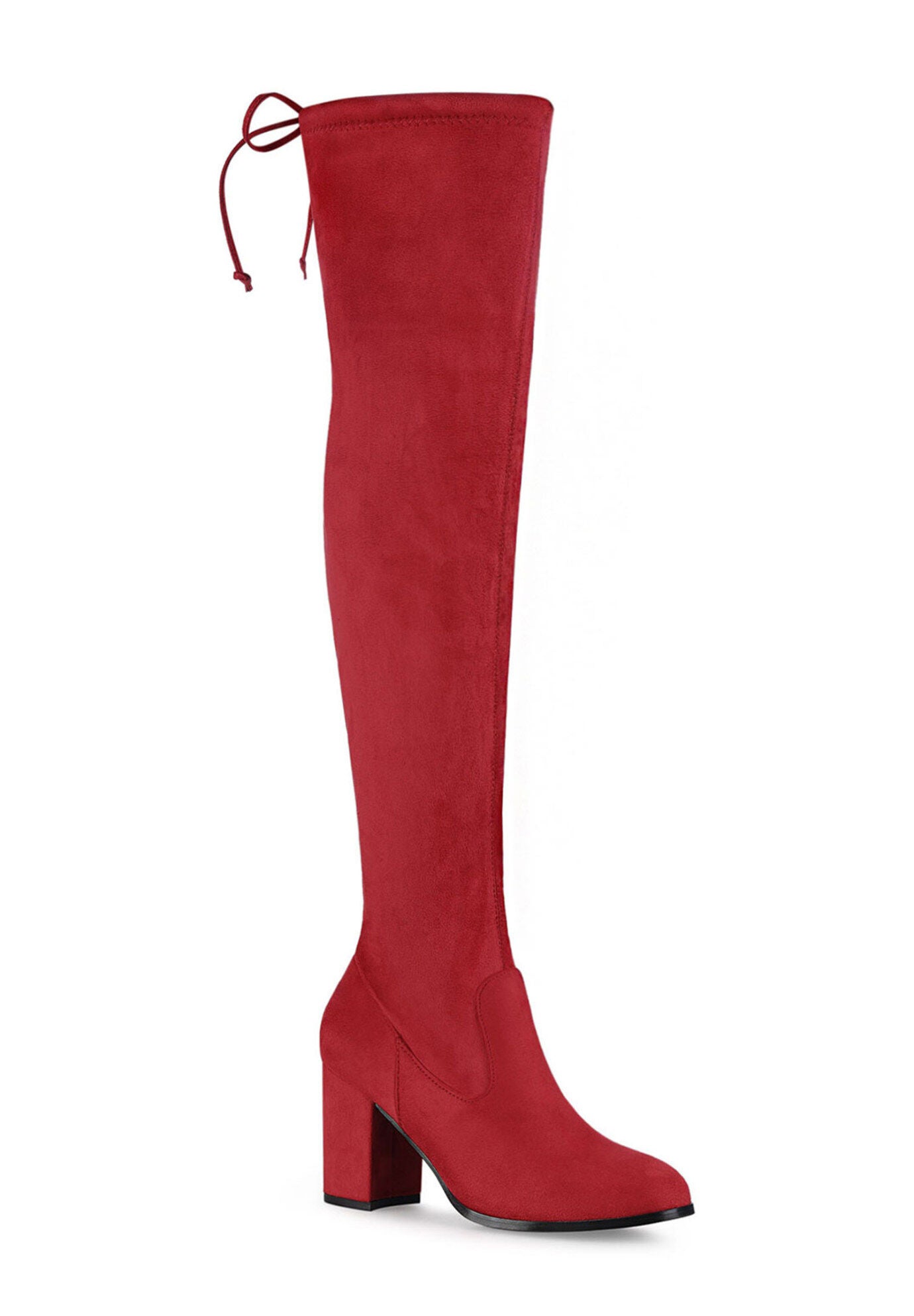 Round Toe Chunky Heel Over the Knee High Boots, , hi-res image number 0