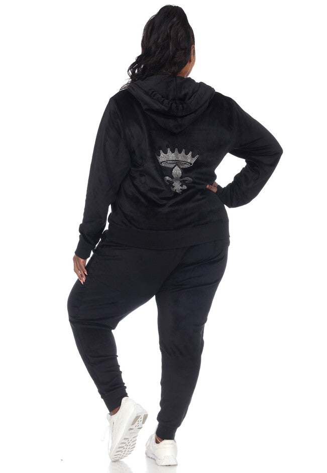 Rhinestone 2 Piece Velour Tracksuit Set, , alternate image number 8