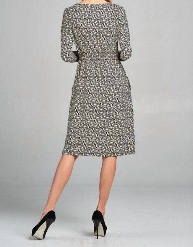 SPIROGYRA-PATTERNED MIDI DRESS IN BLACK, Black / Black, alternate image number 1