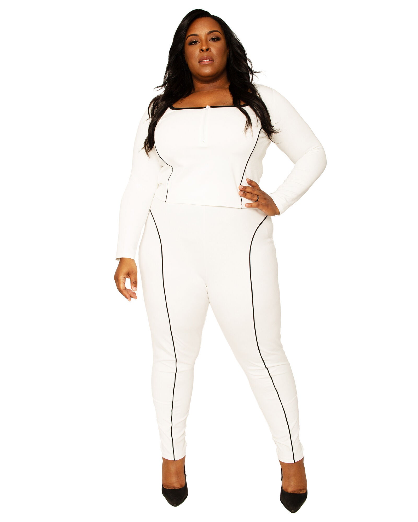 Coco Square Zip Moto Top, IVORY / White, alternate image number 2