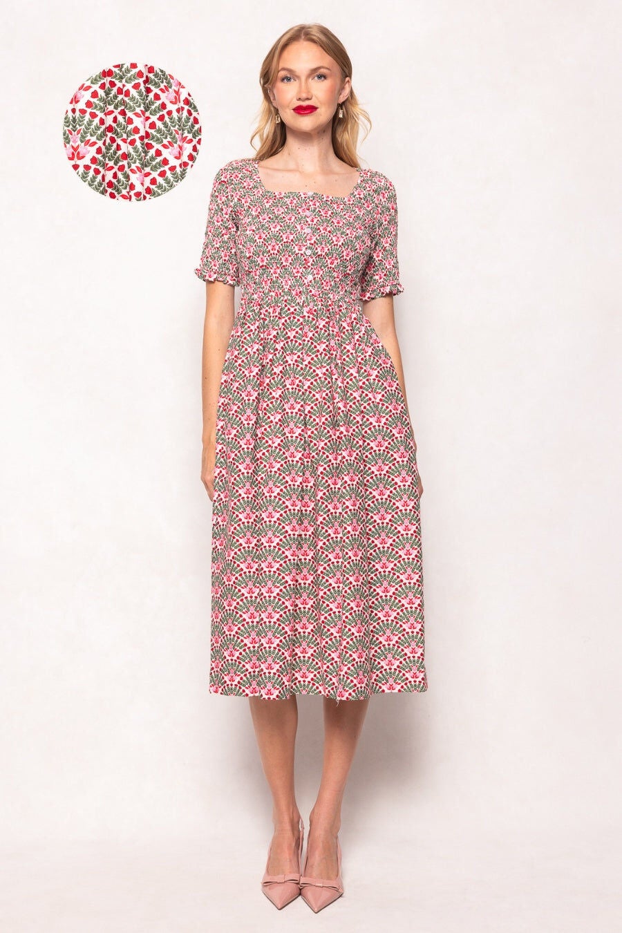 Parker Dress, Floral Fan / White, alternate image number 2