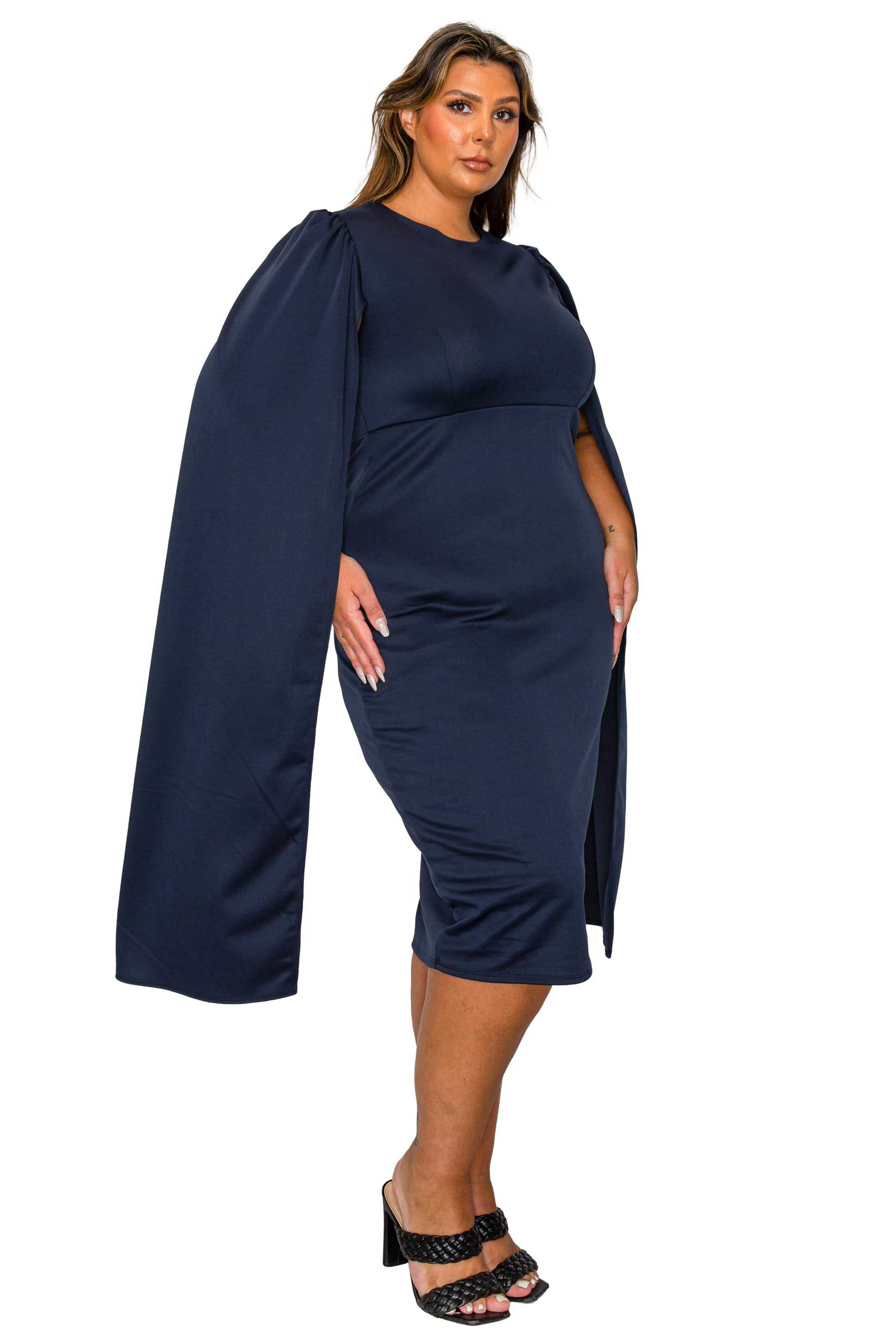 Naomi Cape Dress, Navy / Navy, alternate image number 1