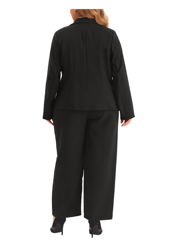 TWO PIECE BLAZER JACKET AND PANTS SUIT SET, Black / Black, alternate image number 1