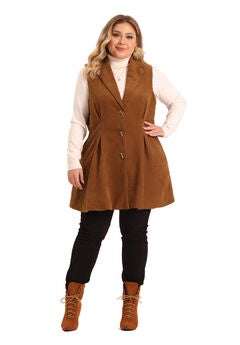 CORDUROY SINGLE BREASTED SLEEVELESS VEST JACKET