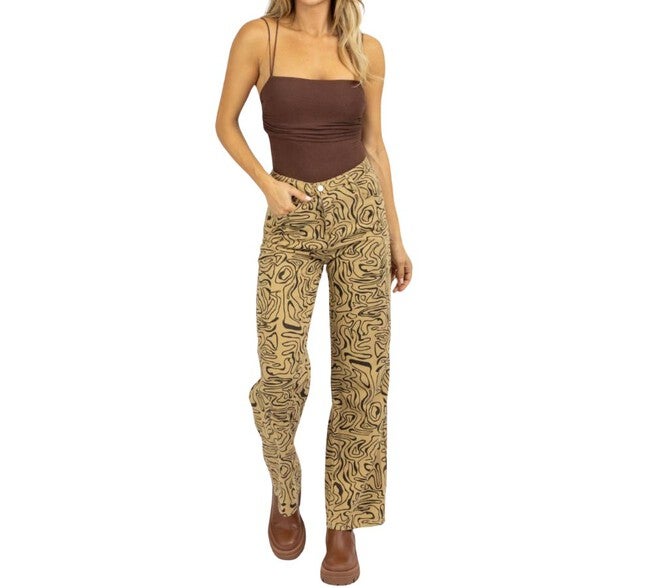 ABSTRACT HIGH RISE FLARE JEAN IN TAUPE, Taupe / Brown, hi-res image number null