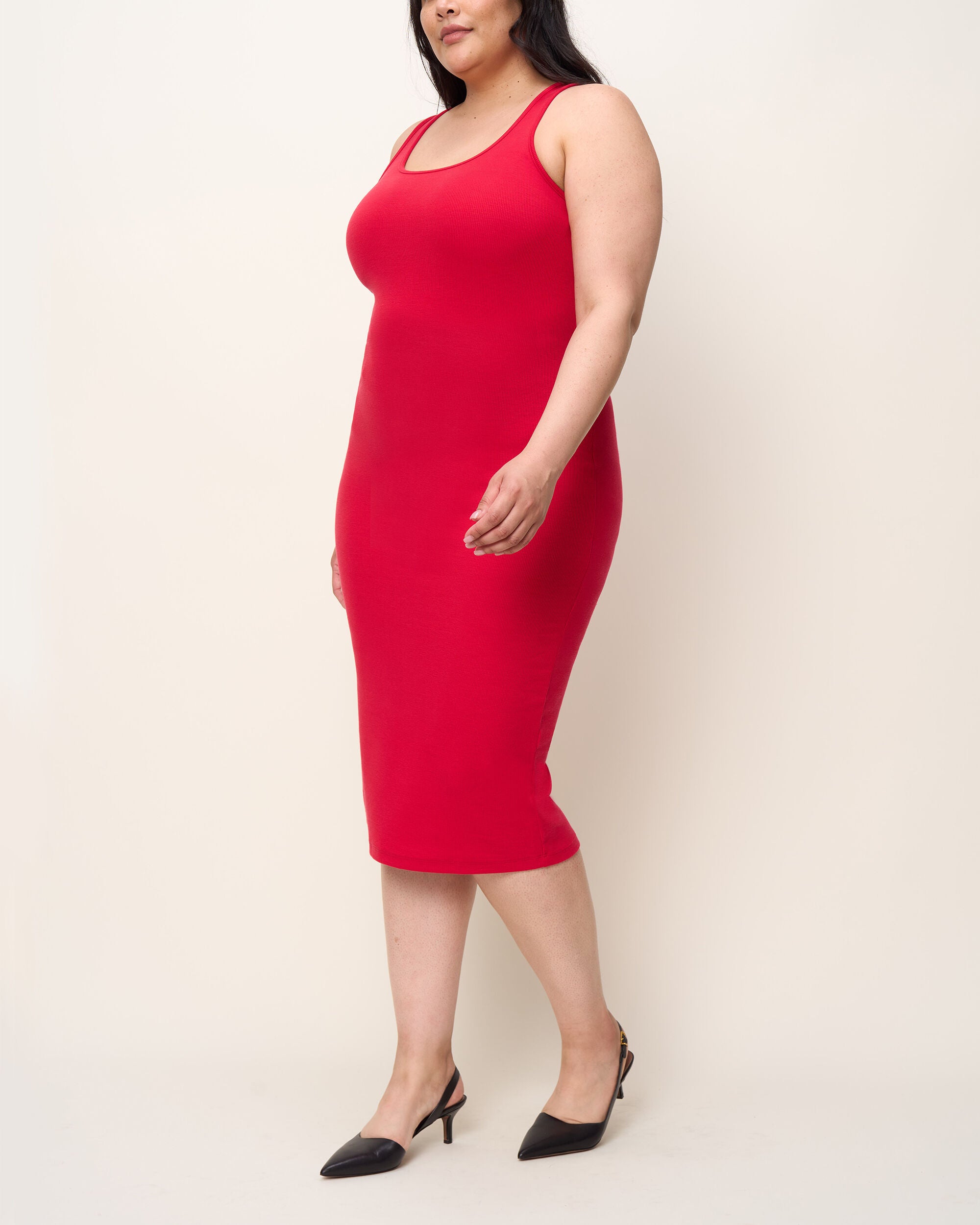 The Scoop Neck Midi Dress, Red / Red, alternate image number 1