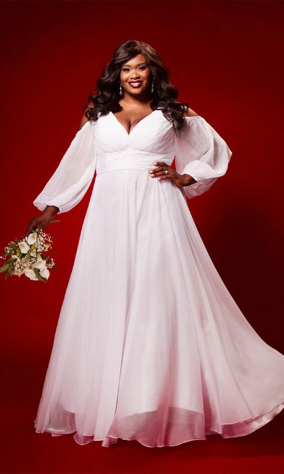LANCER EVENING GOWN, Dove White / White, hi-res image number 0