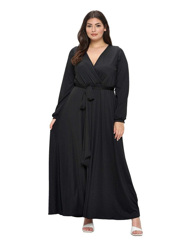ESPINOZA SURPLICE MAXI DRESS, Black / Black, hi-res image number 0