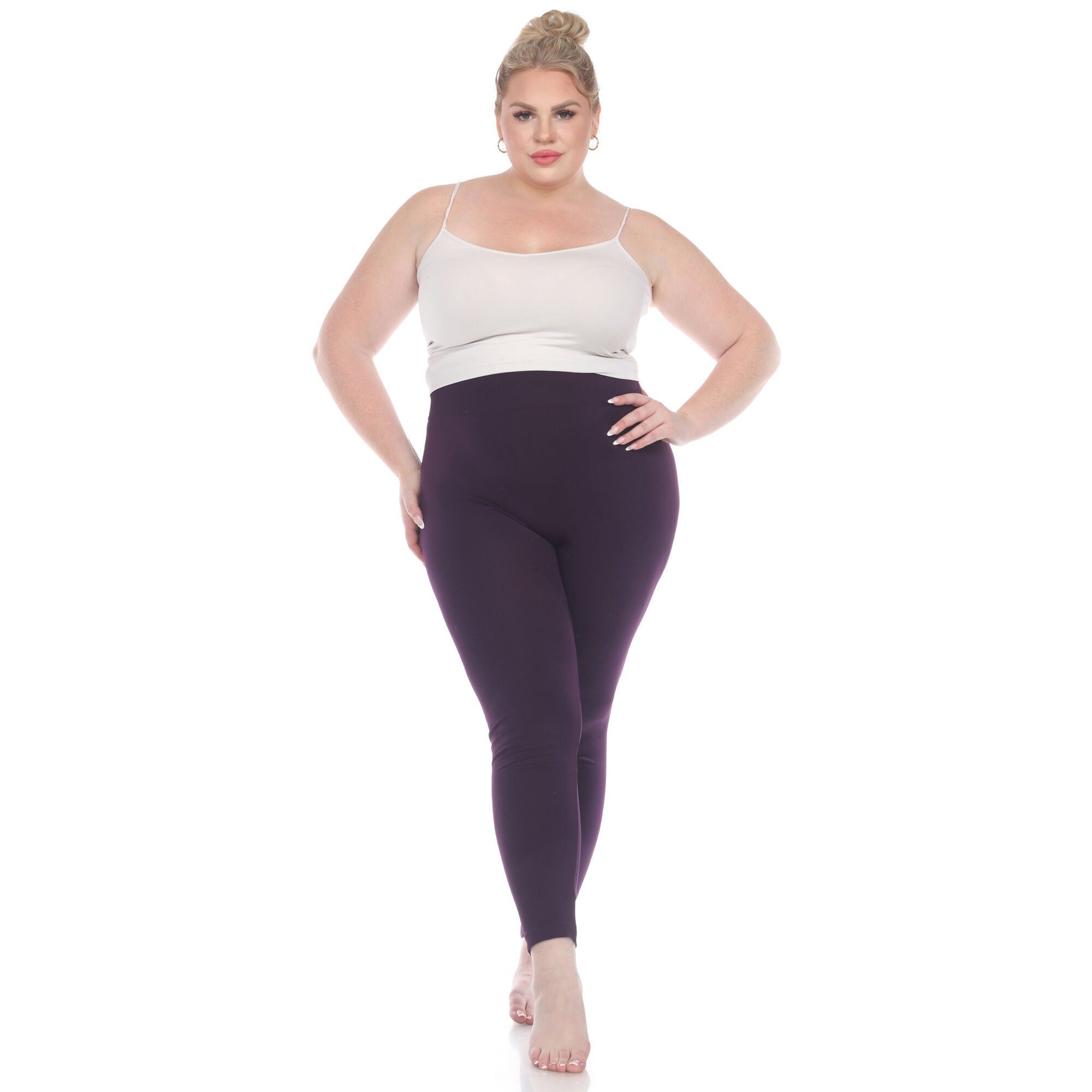 Super-Stretch Solid Leggings, Purple / Purple, alternate image number 2