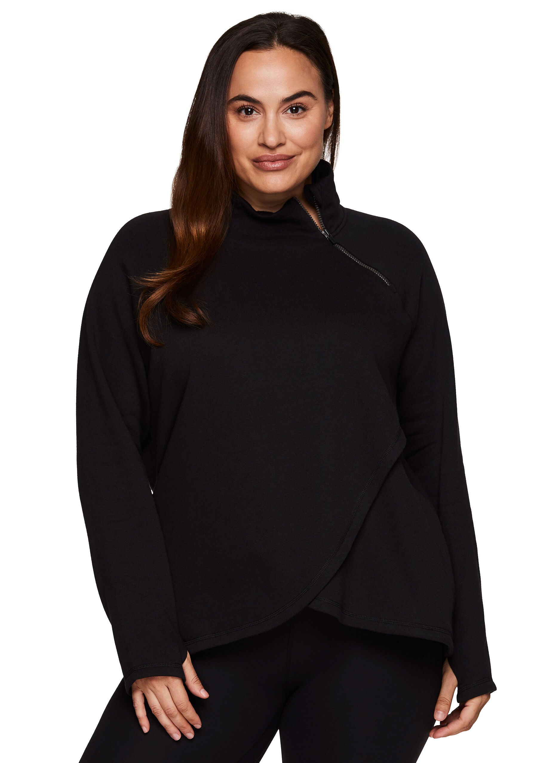 Prime Ready To Roll Fleece Zip Mock Neck Pullover, Black / Black, alternate image number 2