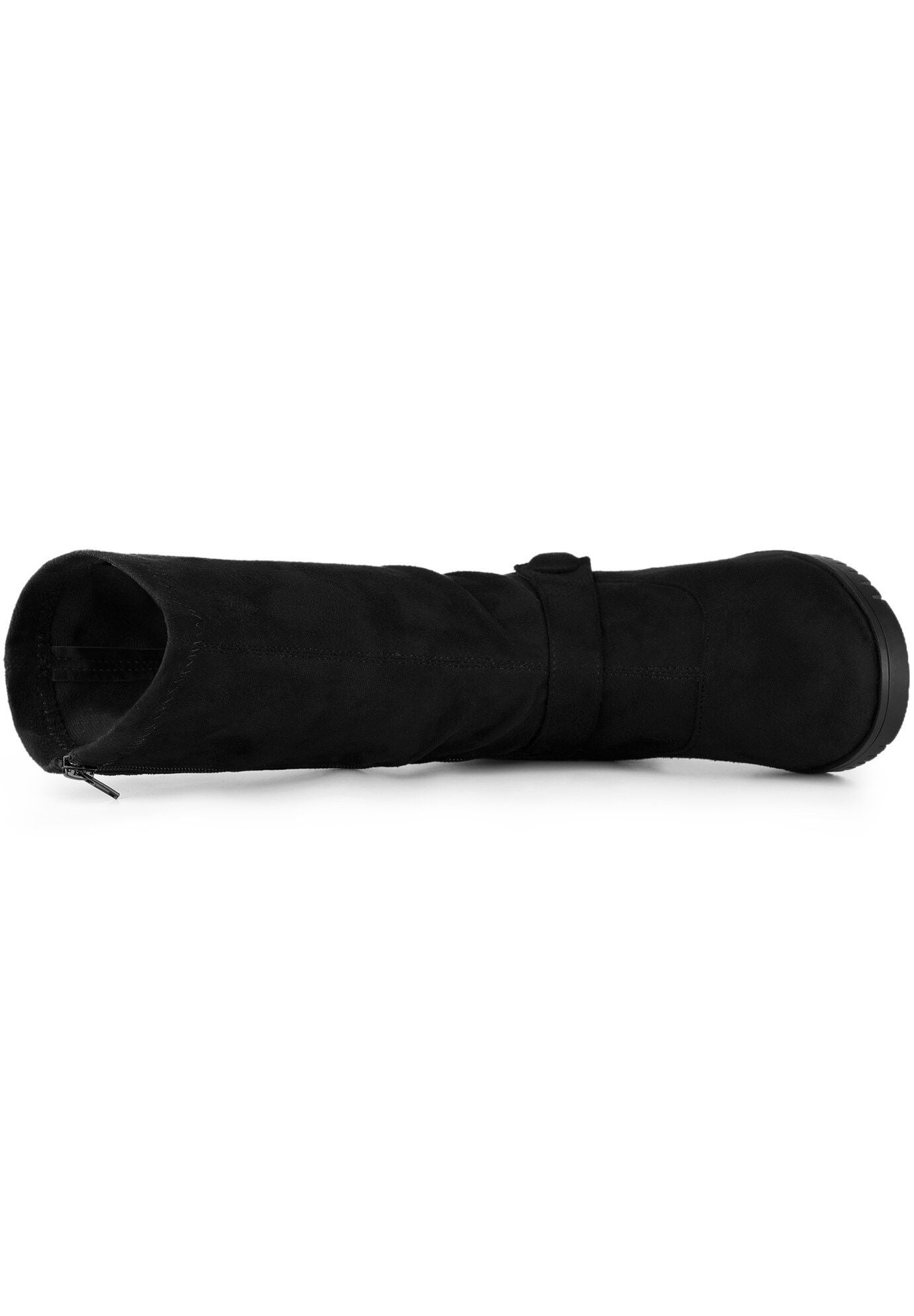 Mid Calf Chunky Heels Patent Leather GO GO Boots, Black / Black, alternate image number 3