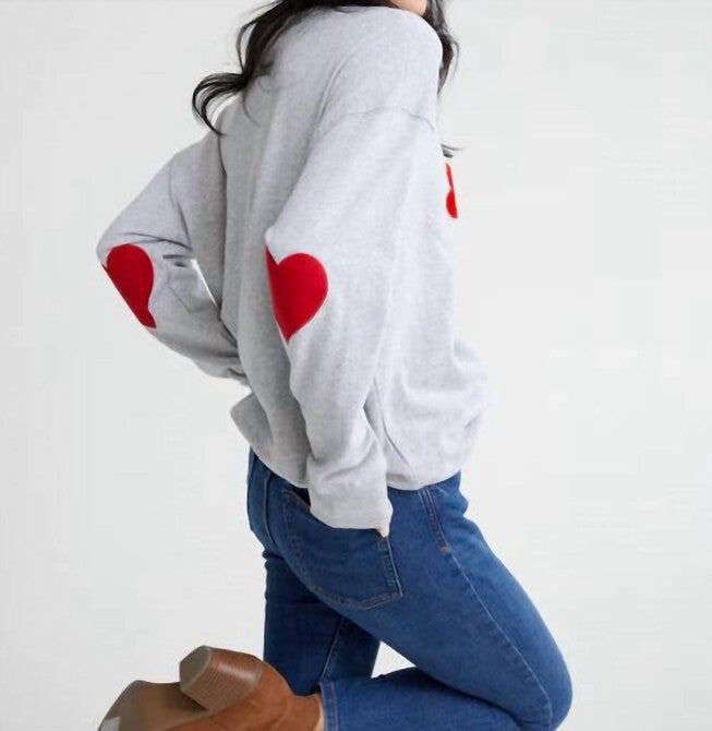 HEART BREAKER SWEATSHIRT IN GREY, Grey / Warm Grey, alternate image number null