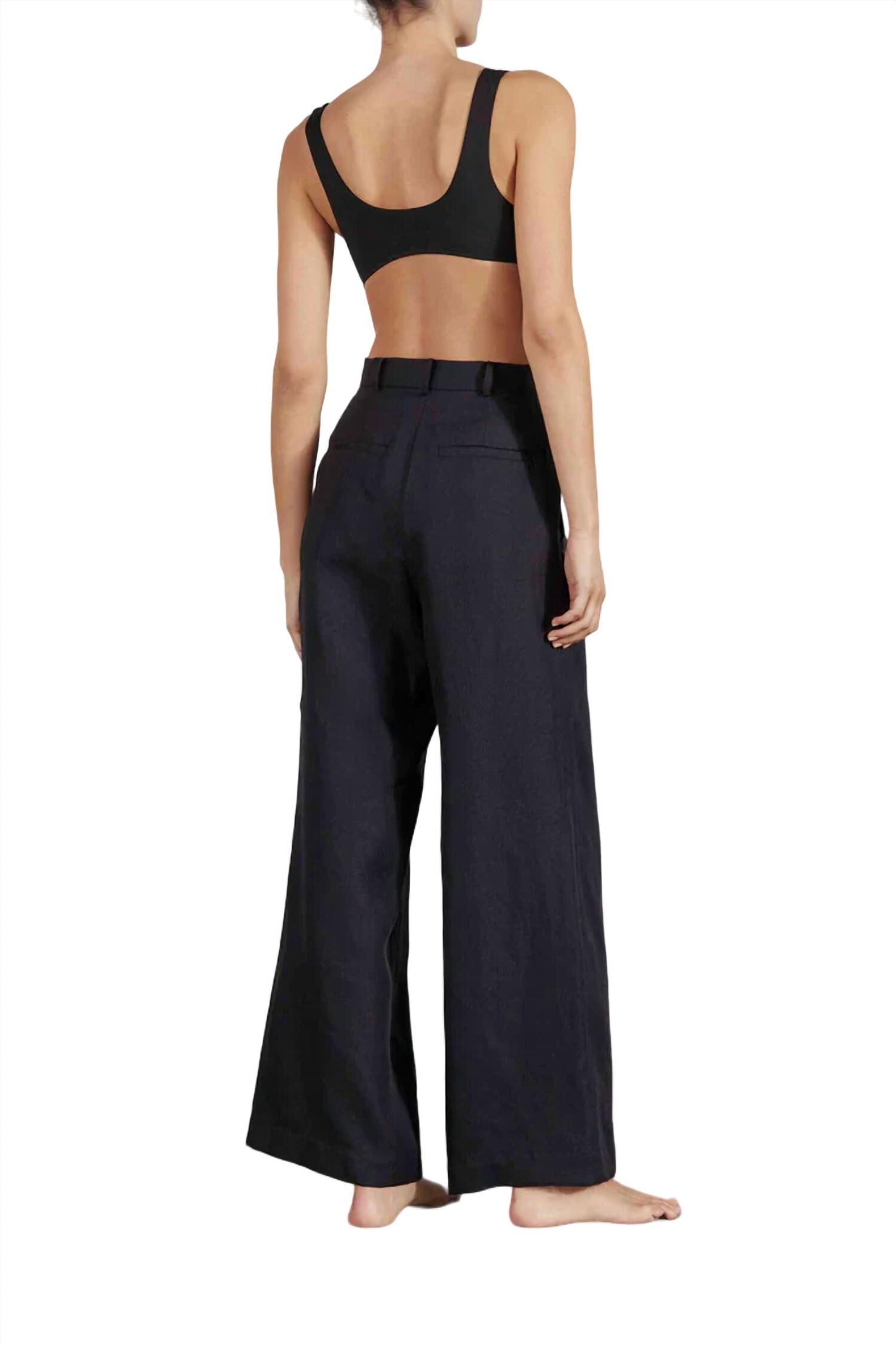 Komodo Organic Linen Trouser, Black / Black, alternate image number 2