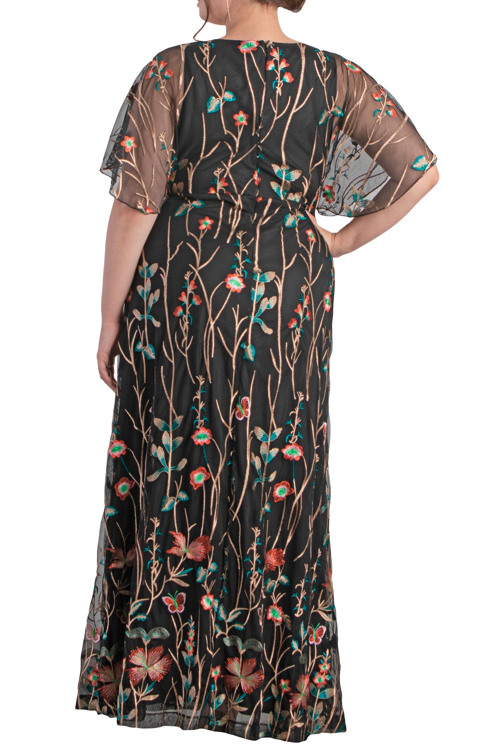 Embroidered Elegance Evening Gown, ONYX / Black, alternate image number 3