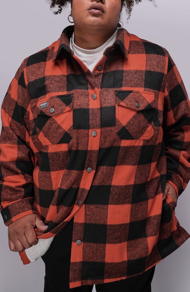 The Essential Flannel Fleece Lined Shacket, CHILIBLACK / Red, hi-res image number 0
