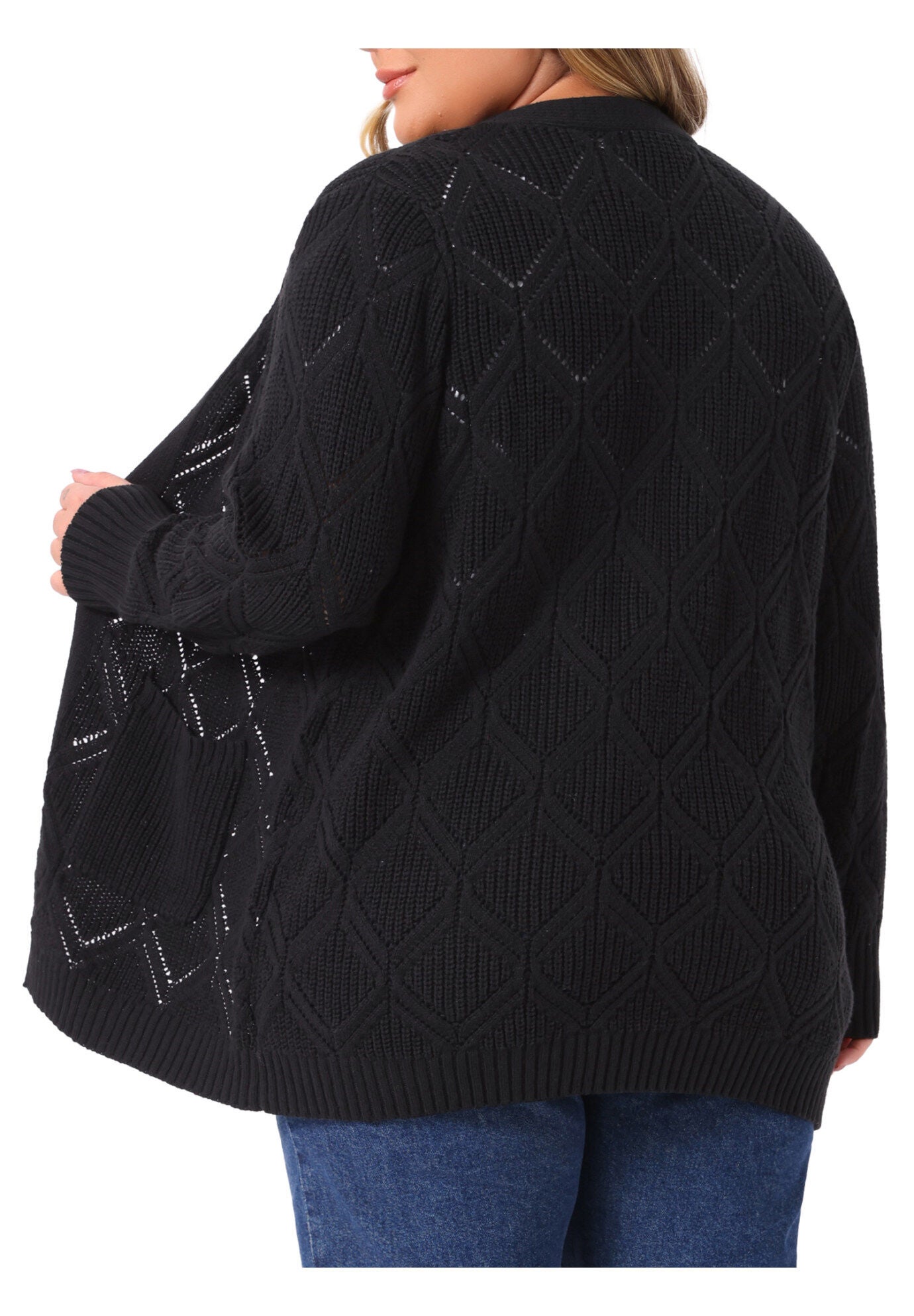 Fall Winter Long Sleeve with Pockets Knit Cardigans, Black / Black, alternate image number 3