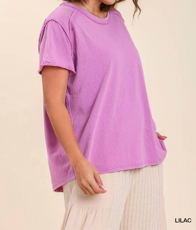 ROUND NECK SHORT SLEEVE T-SHIRT IN LILAC, Lilac / Purple, alternate image number null