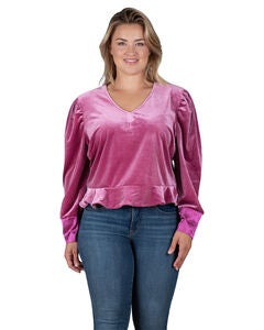 Plus Size Stretch Velvet Peplum Top