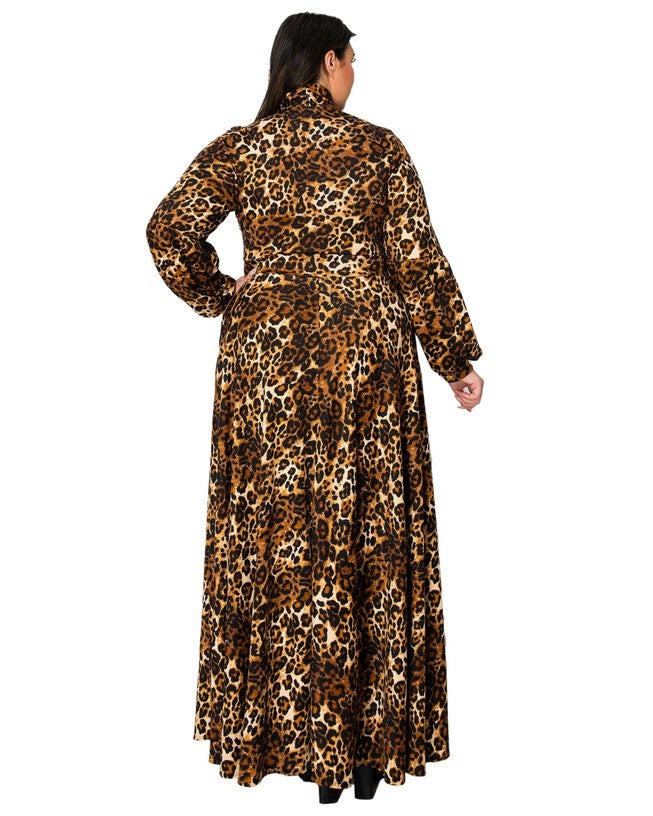 LUCIANA LEOPARD PRINT POCKET MAXI DRESS, Taupe / Amber, alternate image number 2