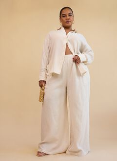 LYLA GAUZE COTTON WIDE LEG PANTS WITH POCKETS