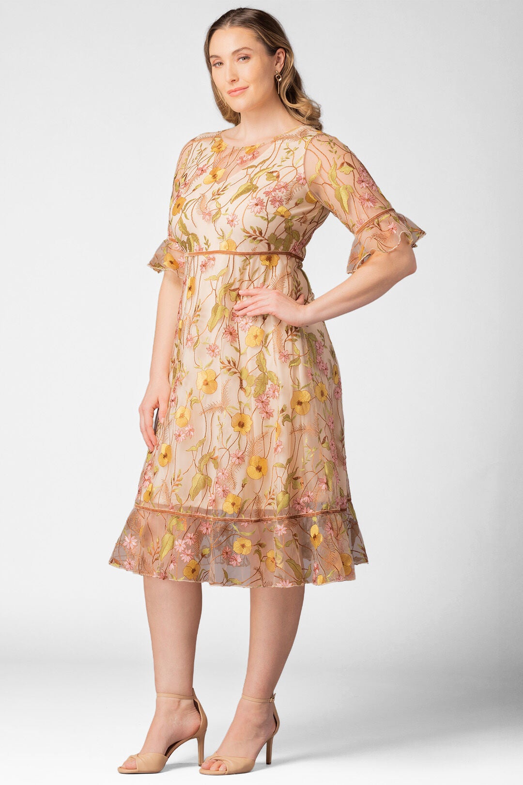 Wildflower Embroidered Dress, Sunkissed Garden / Ivory, alternate image number 3