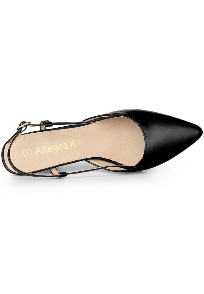 Slingback Clear Heel Pointy Toe Stiletto Heel Pumps, Black / Black, alternate image number null